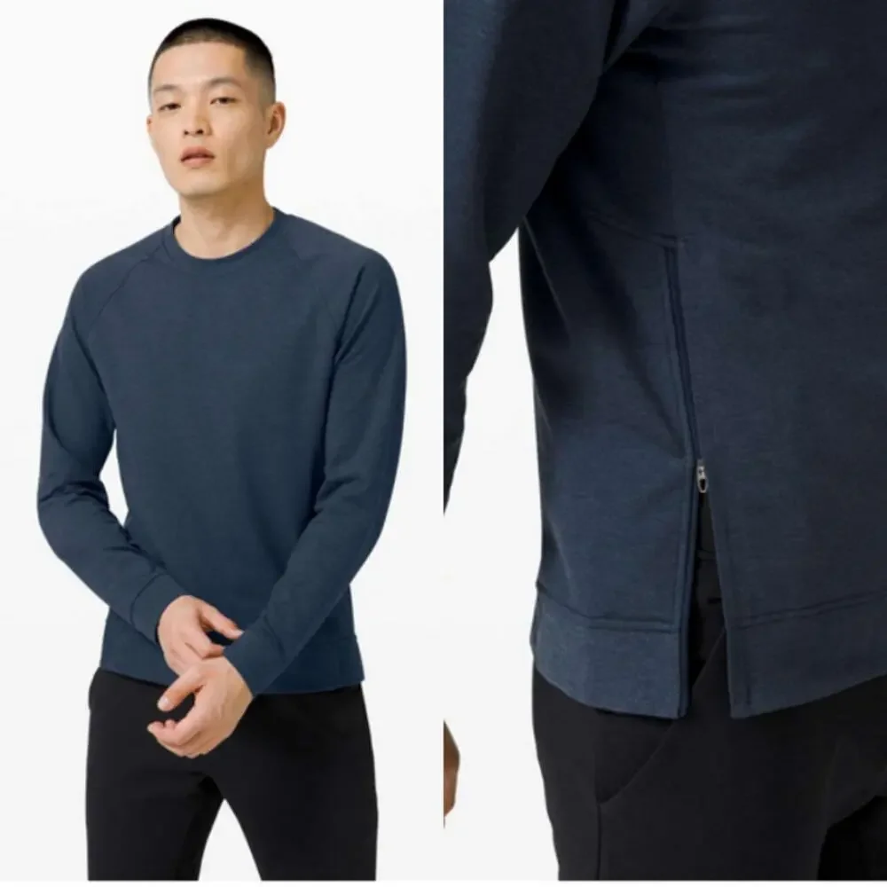 Lululemon City Sweat Crew Heathered True Navy Medium Loungwear Cozy‎ Warm